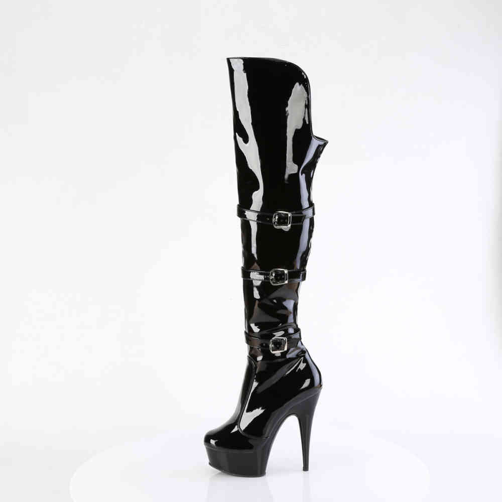 Pleaser - DELIGHT3018 Bottes cuissardes Ã  plateforme - Noir